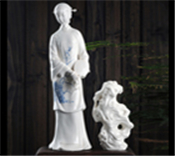 梅兰竹菊-幽兰德化白瓷古典仕女美女太湖石手绘人物雕塑家居工艺品